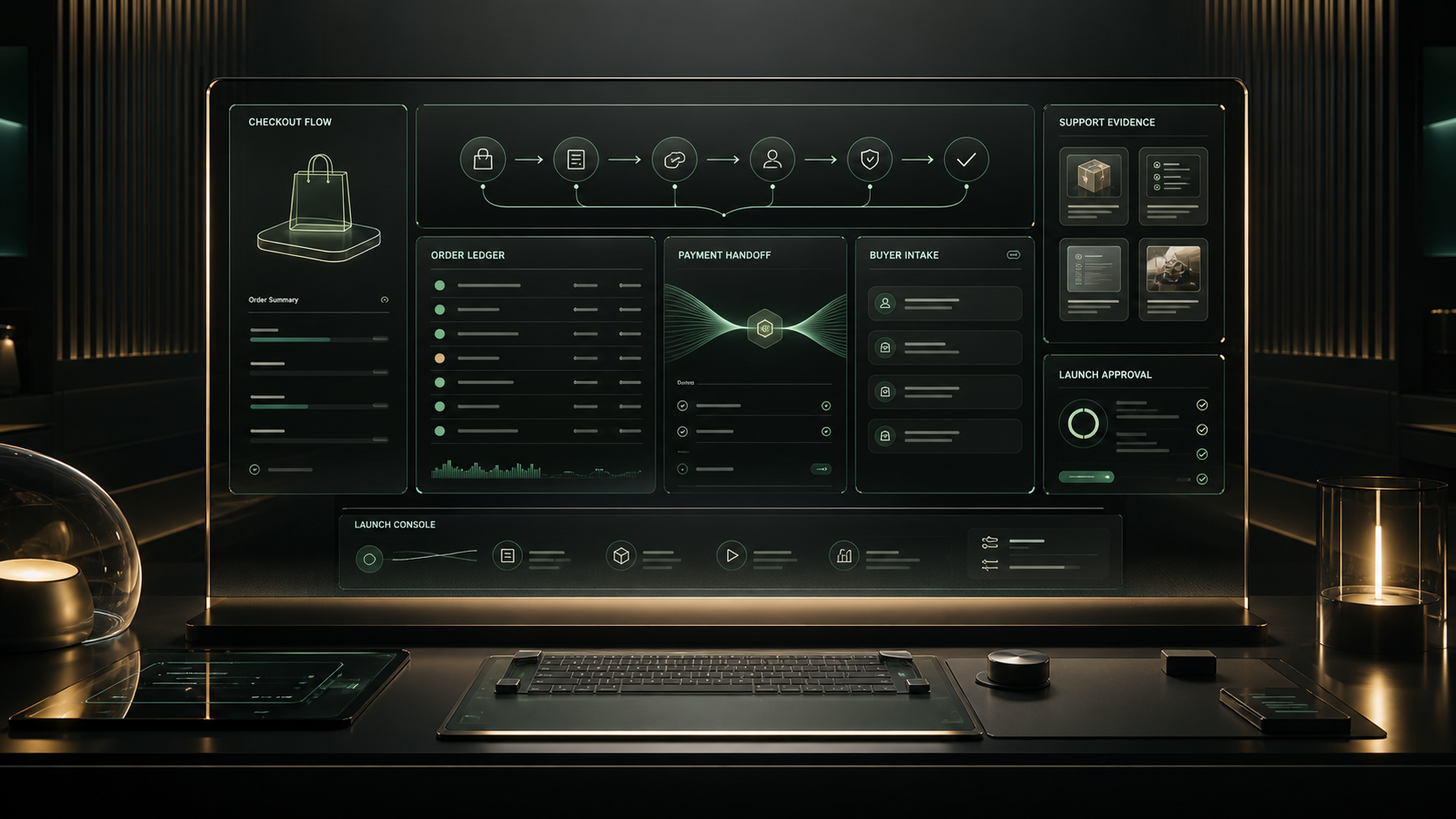 Premium creator checkout and order ledger command center